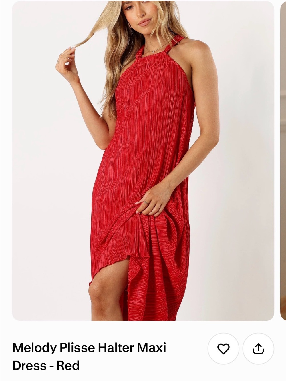 Petal & Pup Red Melody Plisse Halter Maxi Dress